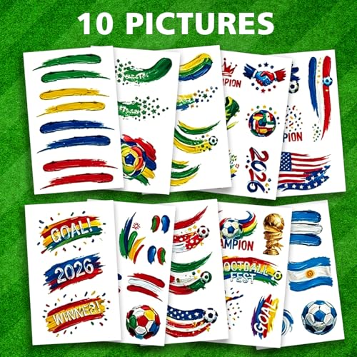World Cup 2026 Soccer Temporary Tattoos 45 Pcs Party Favors