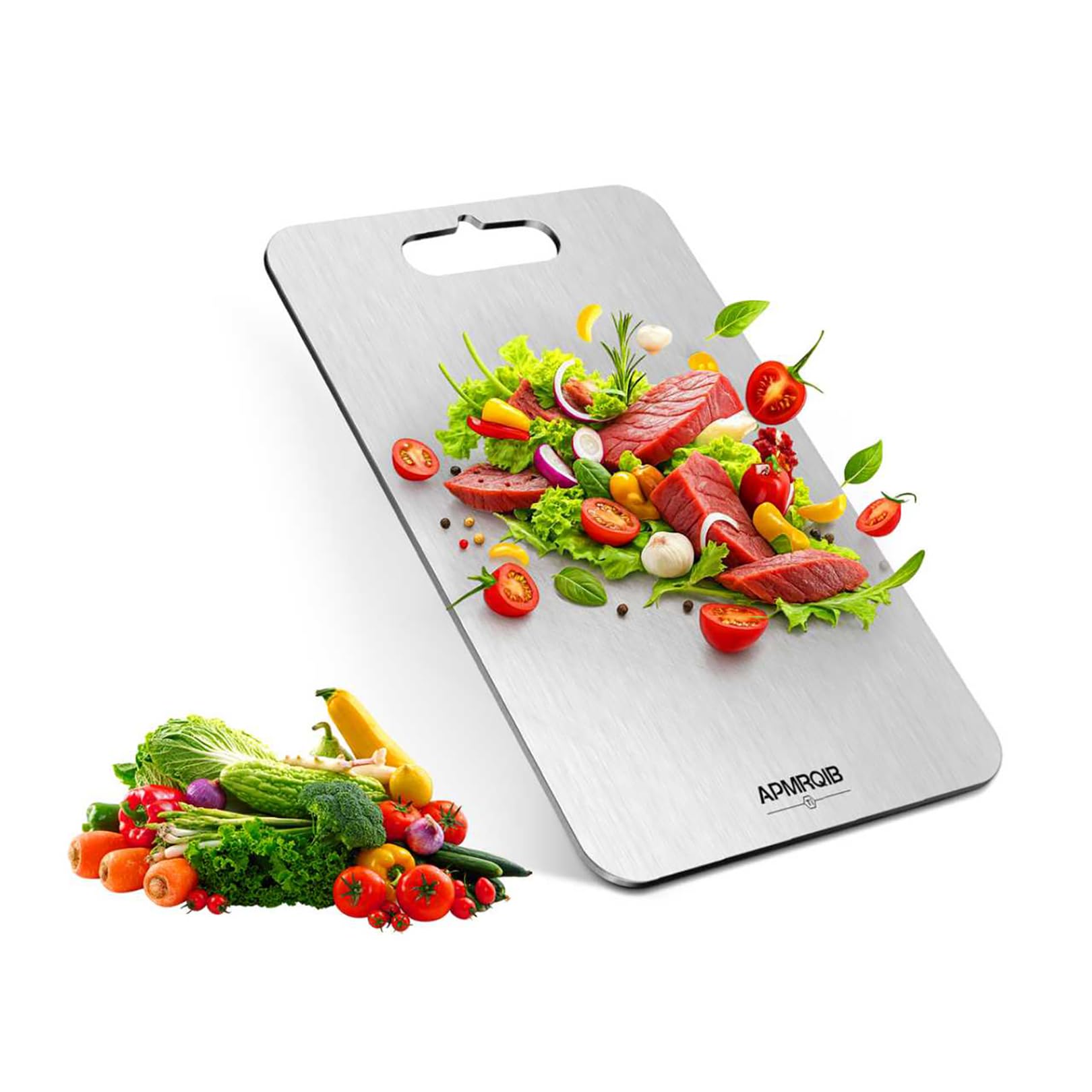 APMRQIB Titanium Cutting Board, 100% Pure Titanium Cutting Boards for Kitchen, Double Sided Non Toxic Cutting Board, Hygiene Durable Dishwasher Safe 10.5”×6.3”