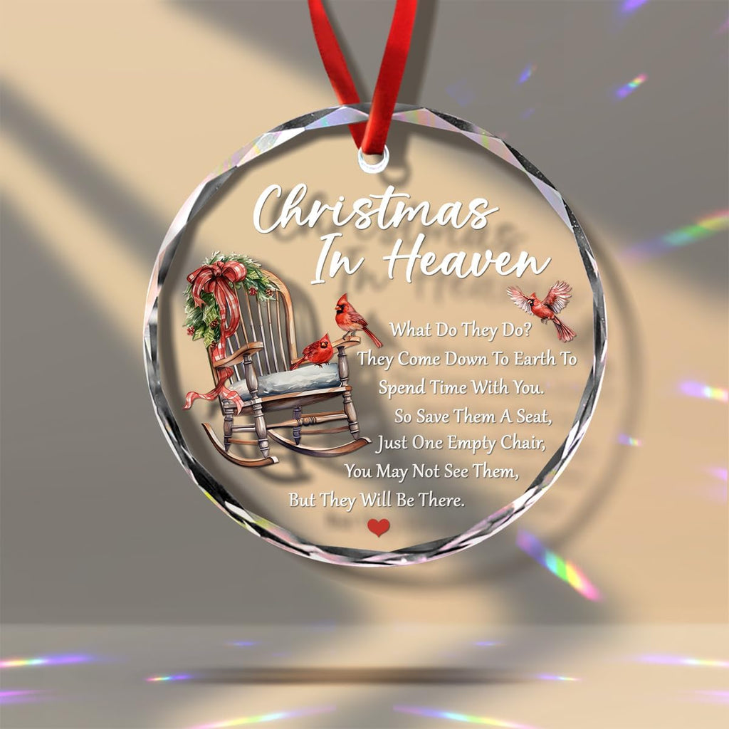 Regine Switzerland Christmas Glass Ornaments - Memorial Gifts for Loved Ones | Heaven Ornament with Empty Chair