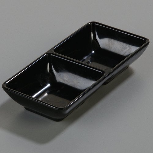 Carlisle FoodService Products 086203 Melamine Double Square Ramekin, 4 oz Capacity, 5-3/4" Length x 2-3/4" Width x 1" Height, Black (Case of 24)