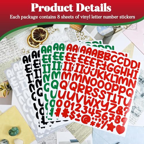 640 Vinyl Alphabet Stickers - 1 Inch Removable Letter & Number Decals