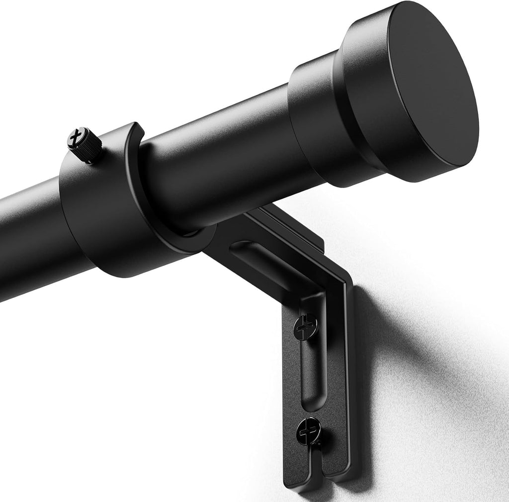 YaFex Adjustable Curtain Rods - Heavy Duty 1 Inch, 32-170 Inch, Modern Black Design | Easy Installation
