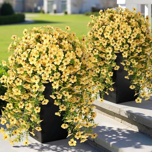 4PCS 29.5" Yellow Artificial Morning Glory & Eucalyptus Bundles