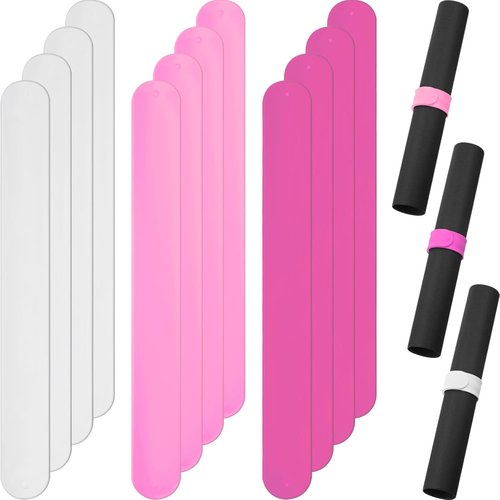 Charniol Wrapping Paper Roll Holder - 12-Piece Silicone Covered Metal Strips | 1 x 9 Inch Stabilizer in Rose Red, Pink, White