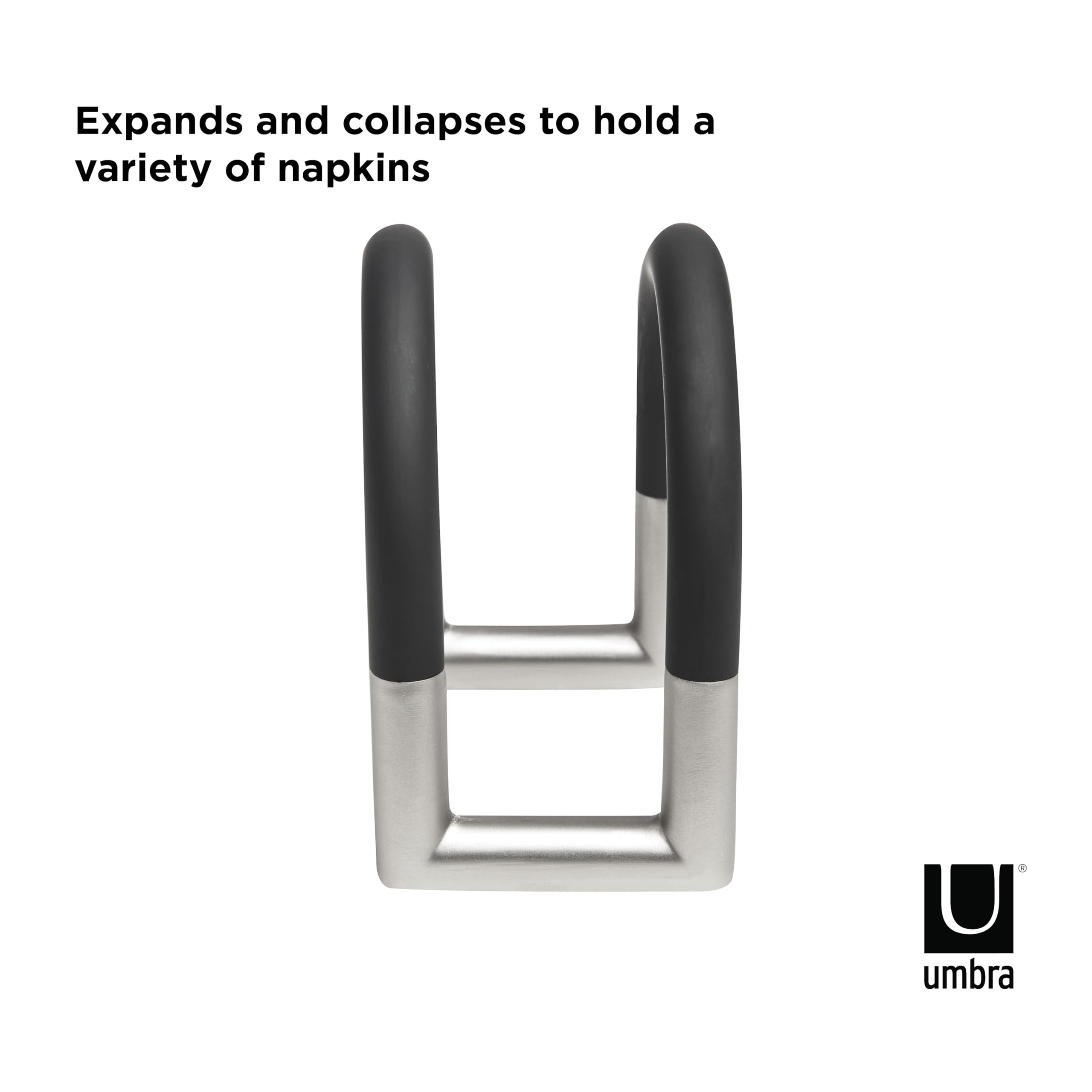 Umbra Swivel Napkin Holder With Dual Chrome Soft Touch Swivels - Heavy-Duty Kitchen & Dining Room Paper Storage - Stores a Bulk Amount of Napkins and Accommodates Any Amount, Black/Nickel