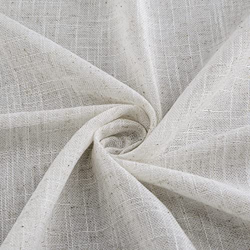 Easy Home Boho Tassel Window Valance Faux Linen Sheer Curtain Beige