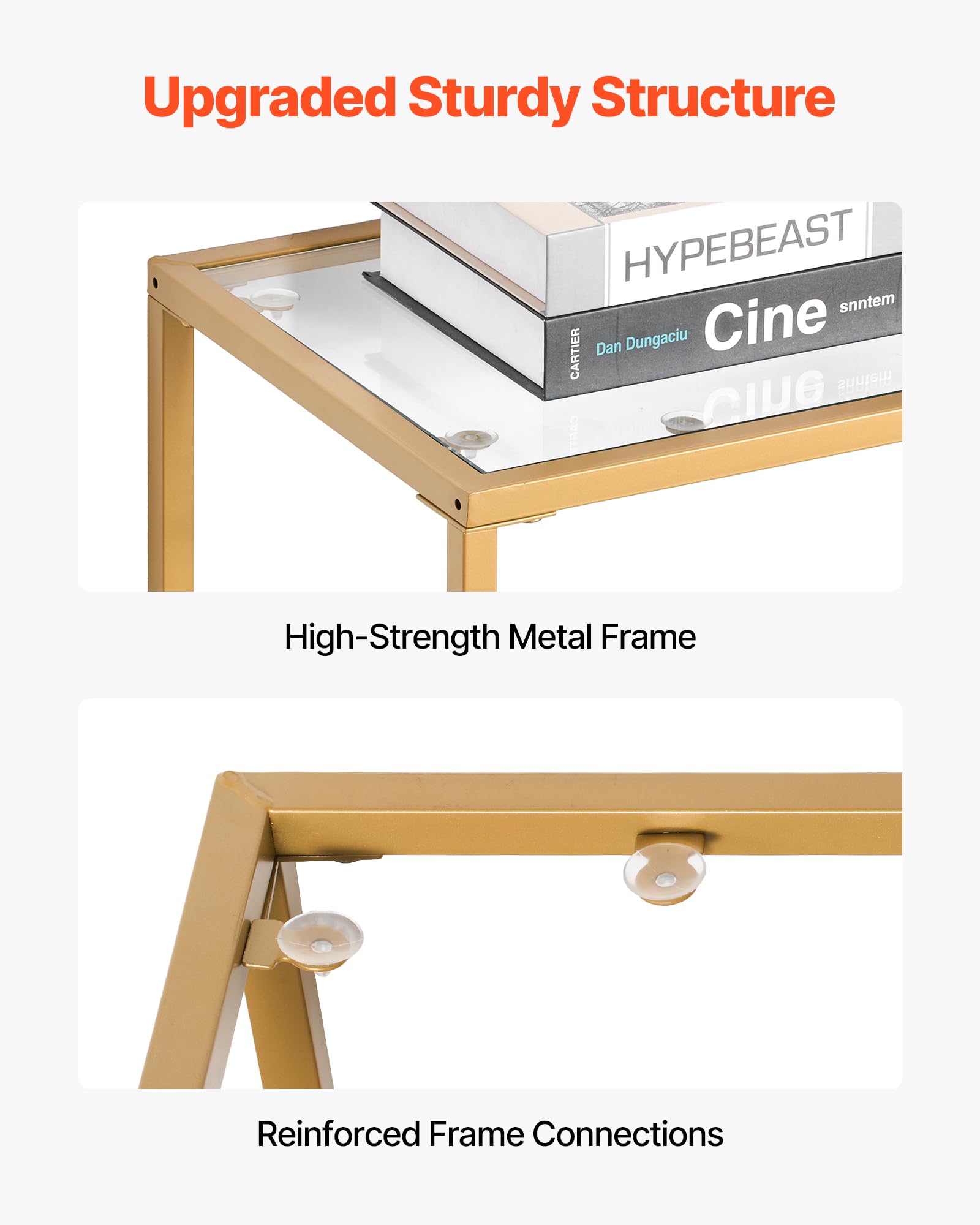 VEVOR Glass Console Table, 39.4 Inch Entryway Table, Modern Rectangle Sofa Table with Tempered Glass Top and Iron Legs, Golden Consloe Desk for Living Room, Hallway, Entryway