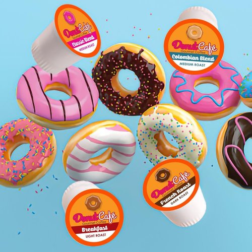 Donut Café Gourmet Coffee Variety Pack - Medium Roast Flavors: Pecan Pie, Coconut Crumble & More | 80 Single Serve Pods for Keurig