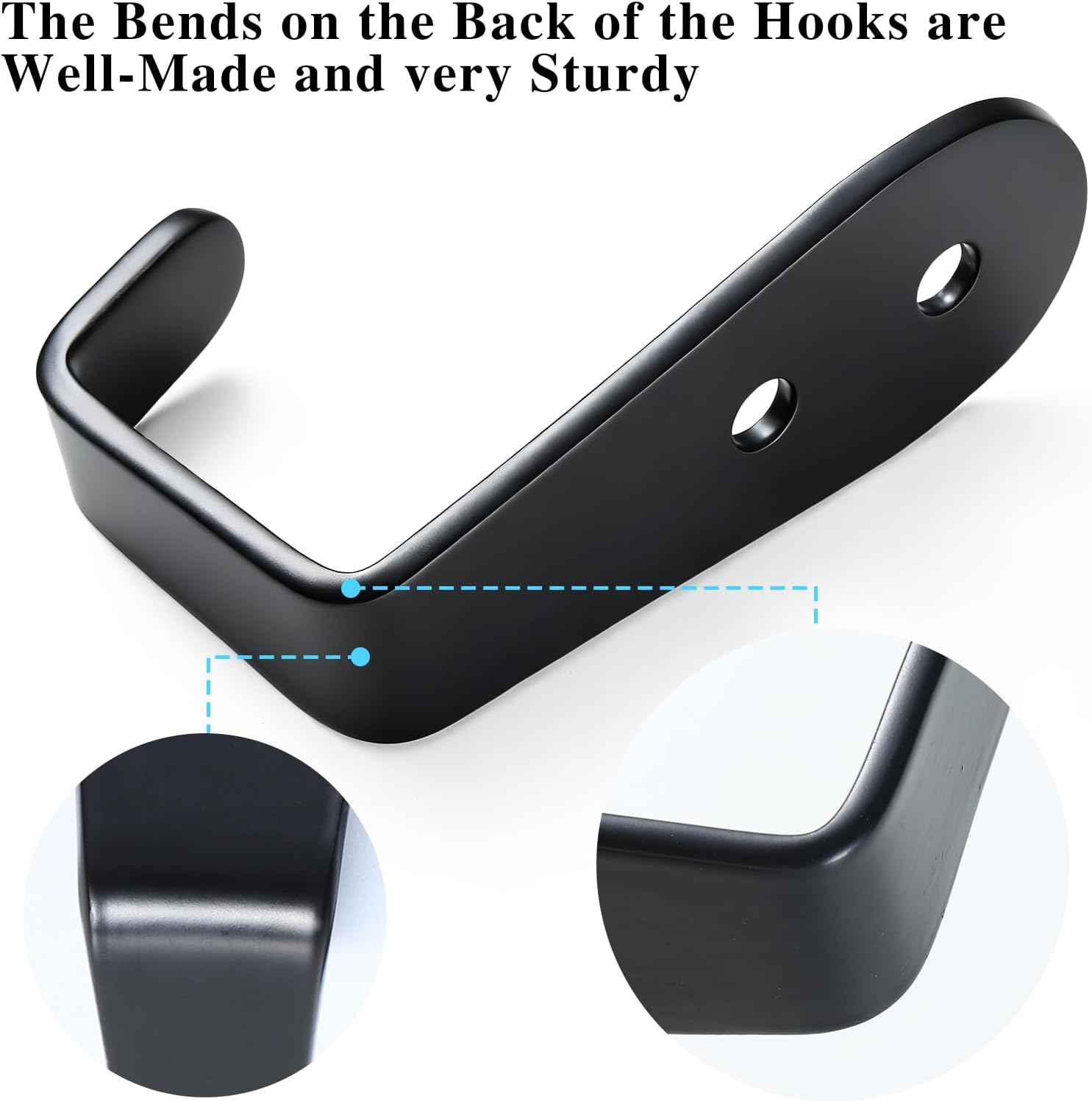 Skiennix Stainless Steel Wall Hooks - Heavy Duty Key Holder & Coat Hanger, 8 Pack (Black)