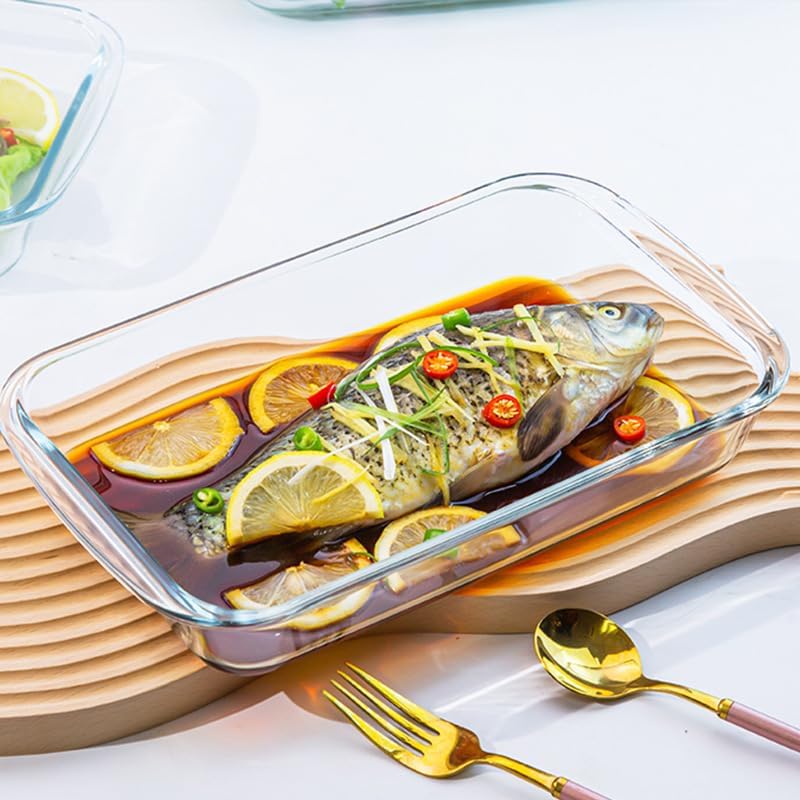 Regine Switzerland 1.7 Quart Deep Glass Baking Dish - Versatile Rectangular Bakeware for Lasagna & Leftovers | Oven & Dishwasher Safe