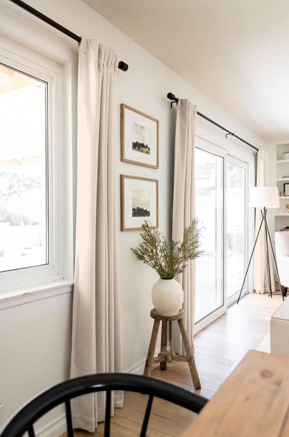 Skiennix 100% Blackout Linen Curtains - Thermal Insulated Drapes for Bedroom | 50" W x 72" L, Beach Sand