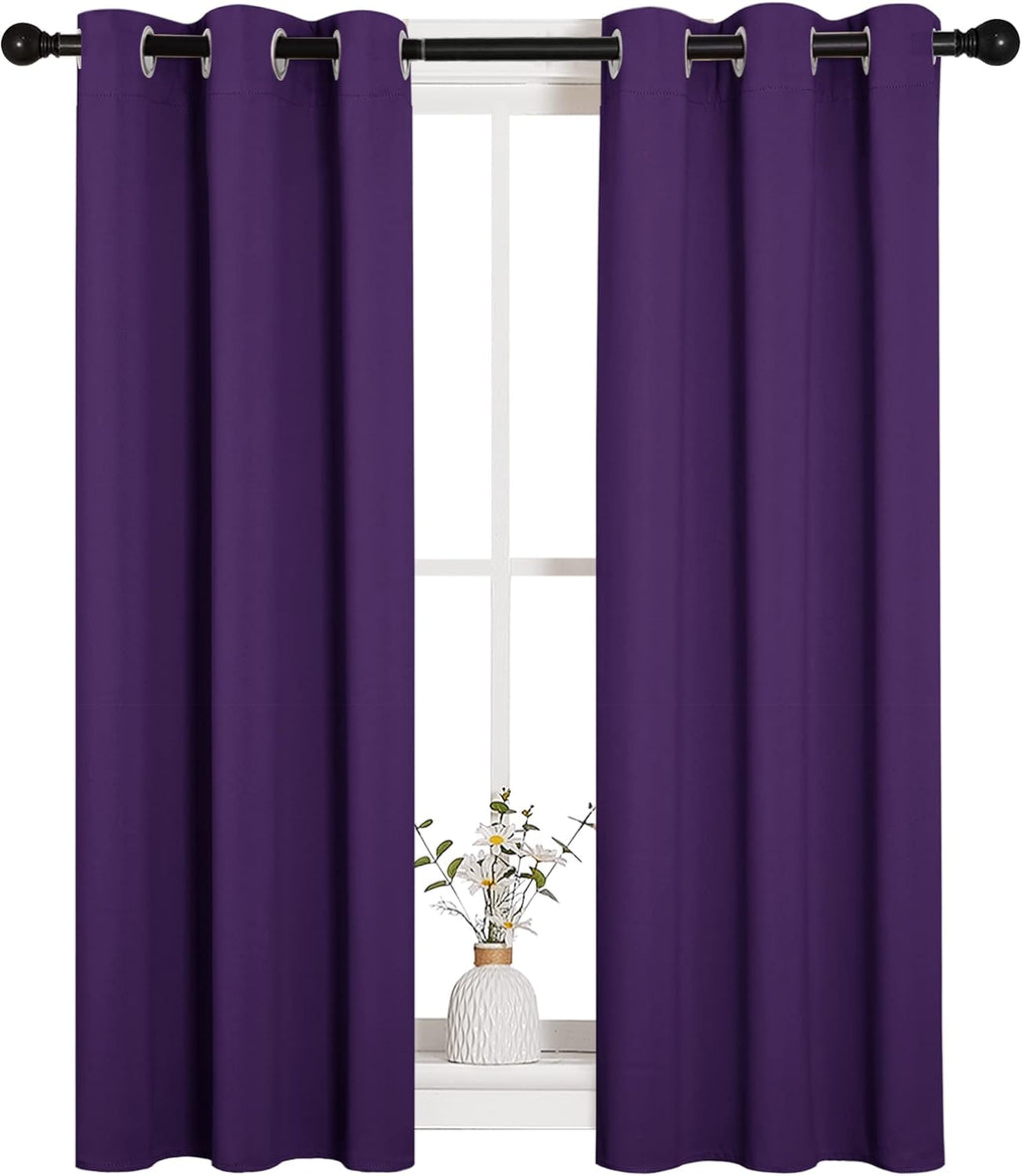 NICETOWN Thermal Insulated Blackout Curtains - Triple Weave Solid Ring Top Drapes | Set of 2, 29 x 45 Inch, Royal Purple