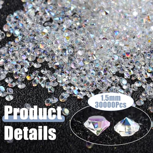 Umillars 30000 Pcs 1.5mm Mini Nail Rhinestones Clear AB Pixie Crystals