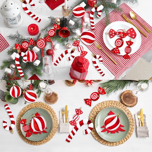 Christmas Candy Cane Lollipop Ornaments for Tree - Red 30Pcs Xmas Decor