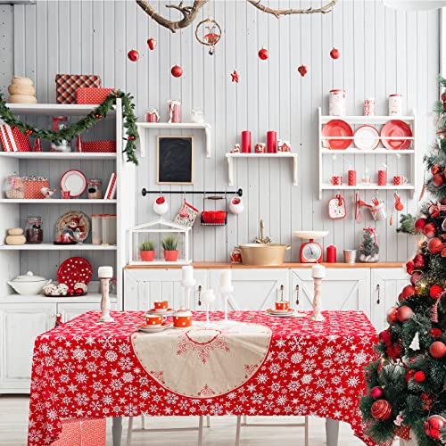 Christmas Snowflakes Tablecloth - Waterproof Rectangle Table Cover 137cm x 274cm