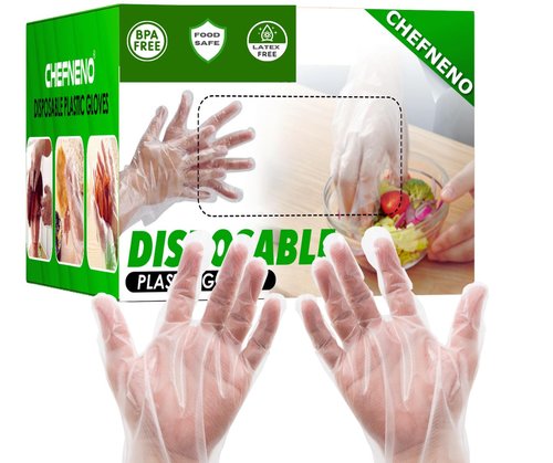 CHEFNENO Disposable Poly Plastic Food Prep Gloves (1200 Gloves) for Food Service Cooking Cleaning Food Handling (600 Pair)
