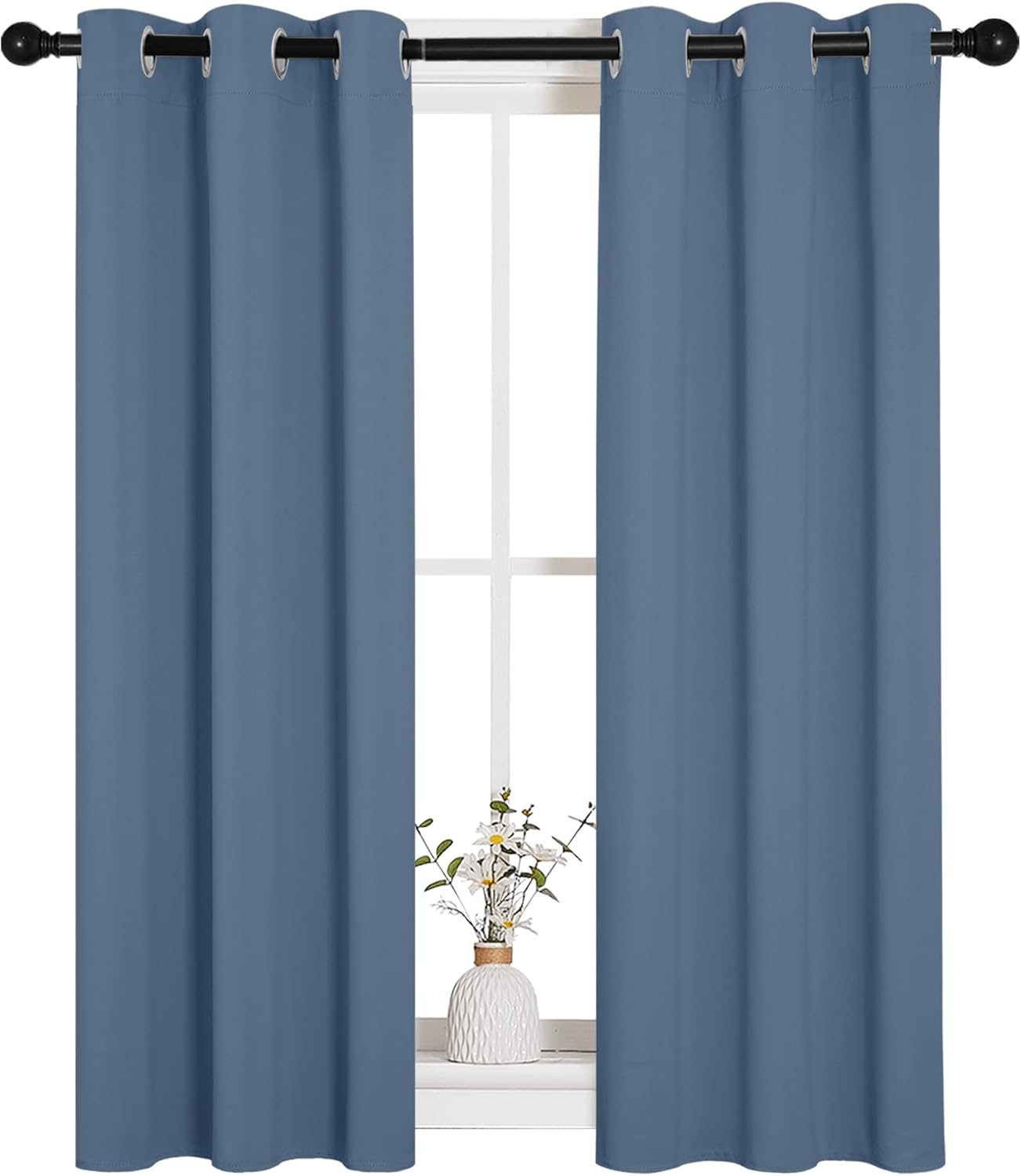 NICETOWN Thermal Insulated Blackout Curtains - Room Darkening Grommet Drapes, Stone Blue, Set of 2 (29x45")