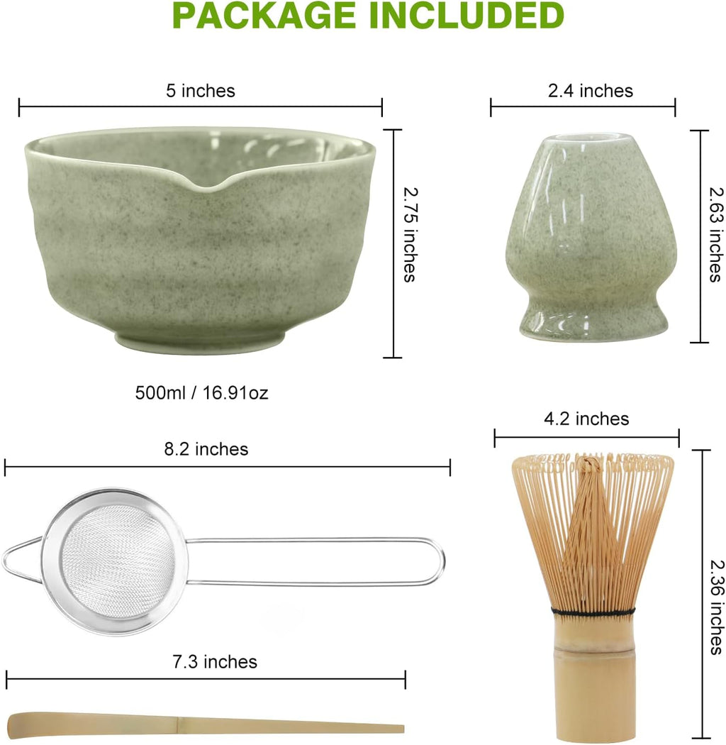 Matcha Whisk Set - Premium Ceremonial Grade Matcha Kit with Bamboo Whisk, Bowl, Scoop & Sifter