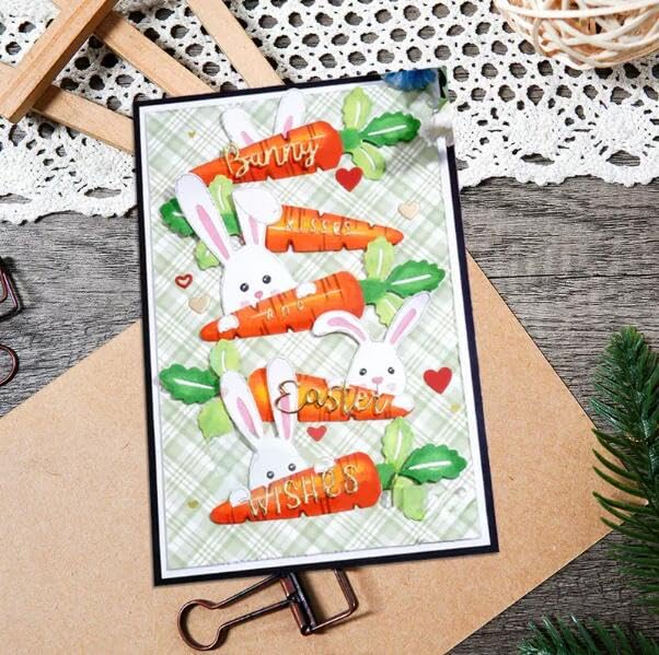 Easter Bunny Carrots Metal Cutting Dies for Card Making