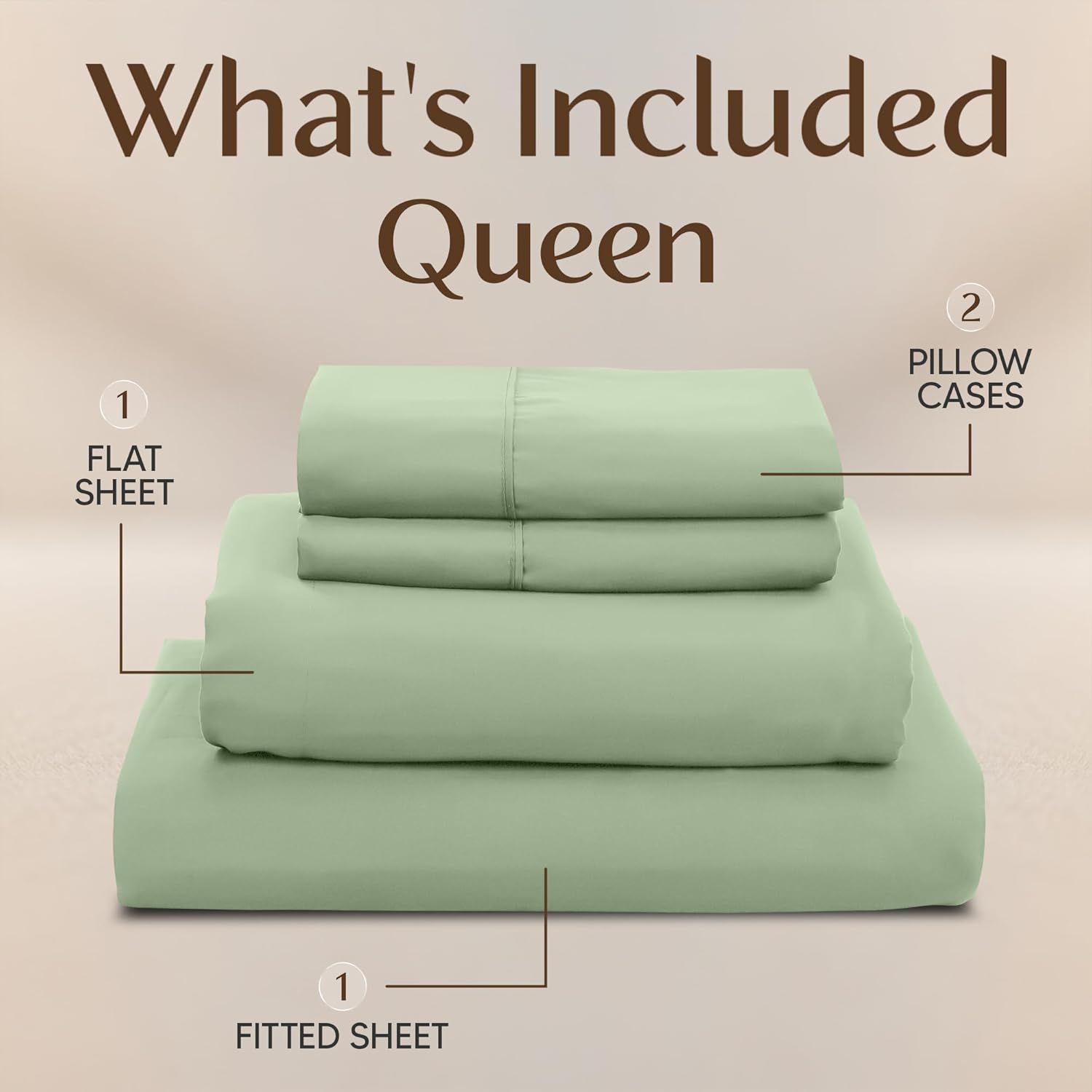 Utopia Bedding Queen Size Sheet Set - Soft, Breathable Microfiber, 4-Piece in Sage | Oeko Tex Certified
