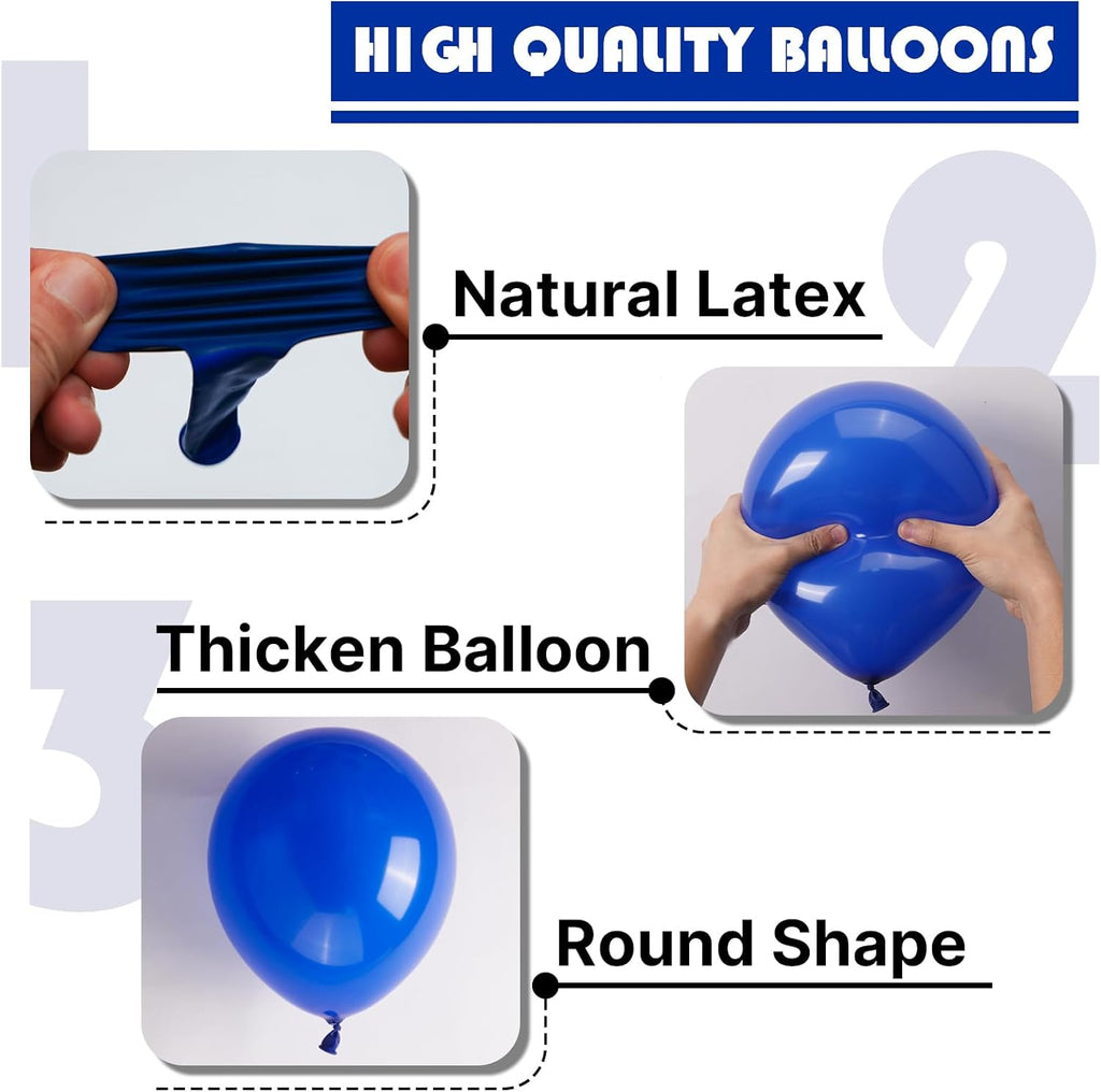 PartyWoo Royal Blue Balloons - 100-Piece Set with Various Sizes for Baby Showers & Graduations | Dark Blue Arch Kit