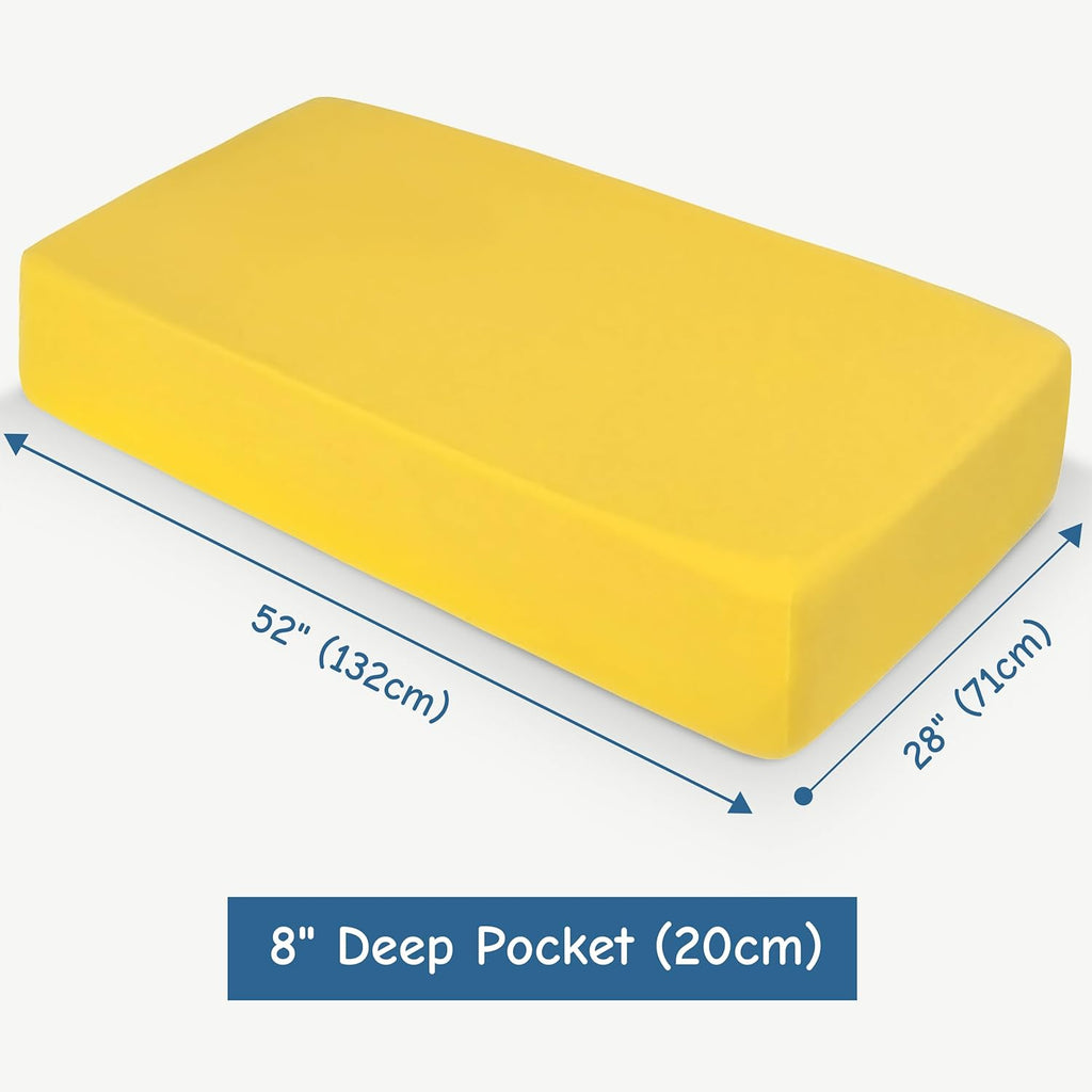 NTBAY 100% Brushed Microfiber Fitted Crib Sheet - Super Soft & Cozy | 28x52 Inches, Yellow, Unisex