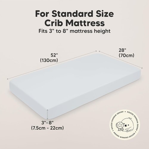 KeaBabies Organic Crib Sheets - 2-Pack Fitted Jersey Cotton for Baby Bed | Soft & Breathable (Hazy) 52x28