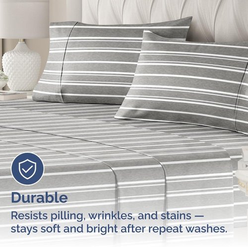 King Pillow Cases by [Brand Name] - Ultra Soft Hotel Quality Covers | Wrinkle-Free & Fade Resistant - 2 Piece Set in Grey Stripes