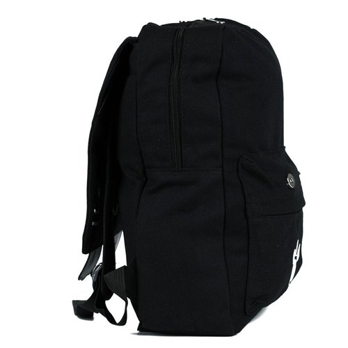 DemonChest Black College Cute Cat Embroidery Canvas School Backpack Bags for Kids Kitty(White)