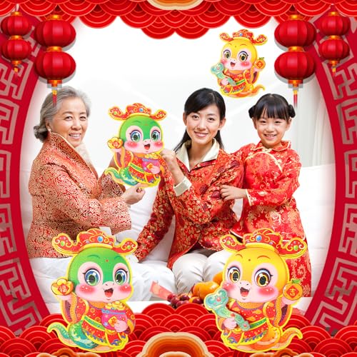 Chinese New Year Door Stickers 2025 - 3D Zodiac Snake Decor