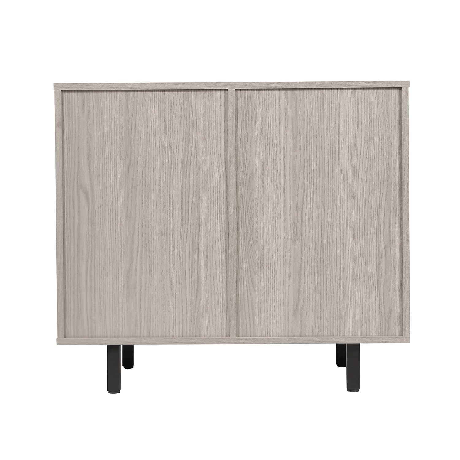 Flash Furniture Elmont Bar and Sideboard with Bottle and Stemware Storage, Open Lower Shelf, 2 Open Bottle Shelves, 3 Cabinet Stemware Hangers, Gray