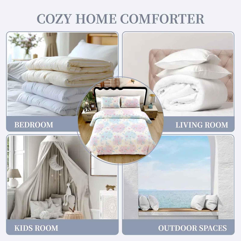 SDY 3PCS Queen Silky Butterfly Comforter Set,Soft Microfiber Butterfly Comforter Set for Boys Girls and Kids with 1Comforter+ 2Pillowcases