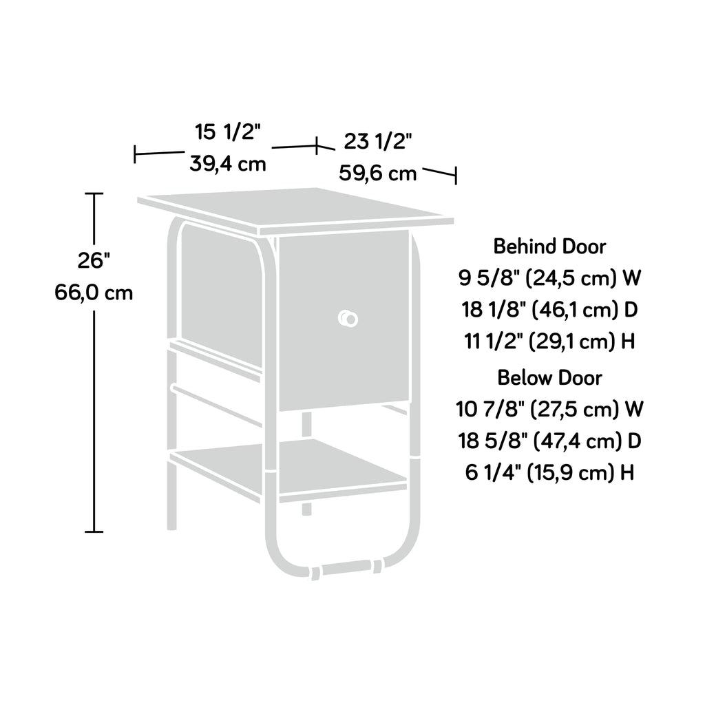 Sauder Union Plain Side Table with Flip Down Door, Prairie Cherry Finish