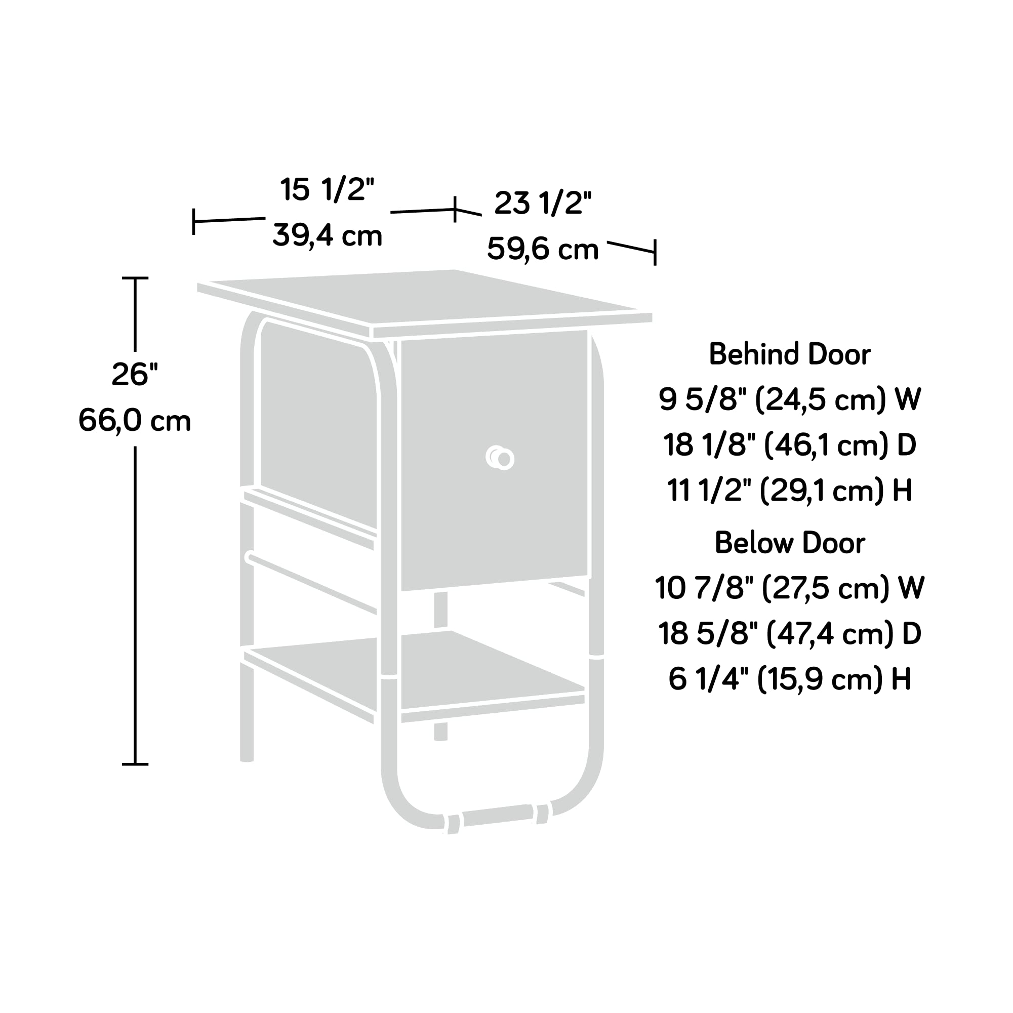 Sauder Union Plain Side Table with Flip Down Door, Prairie Cherry Finish