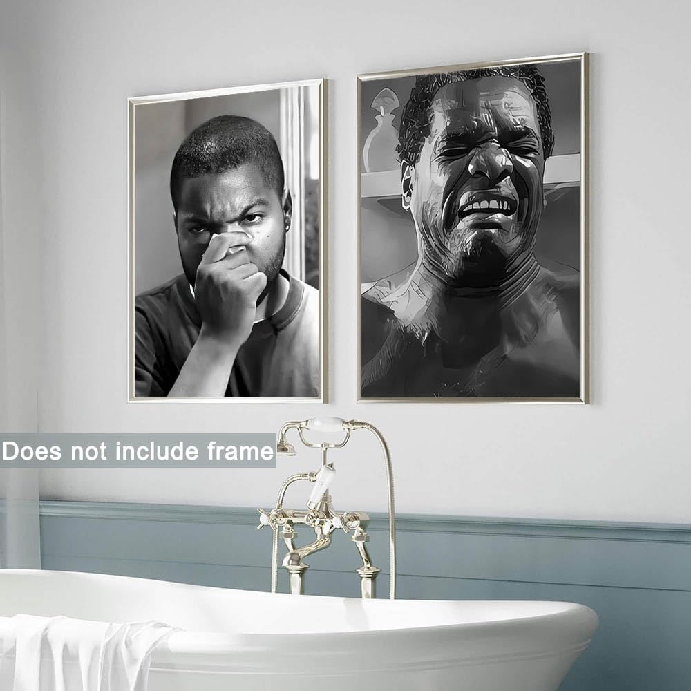 Skiennix Funny Bathroom Wall Art - Amusing Black and White Canvas Prints | Set of 2, 12x18 Inch Unframed