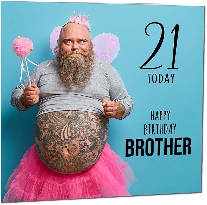 Funny 21st Birthday Card for Brother - Bearded Man Design