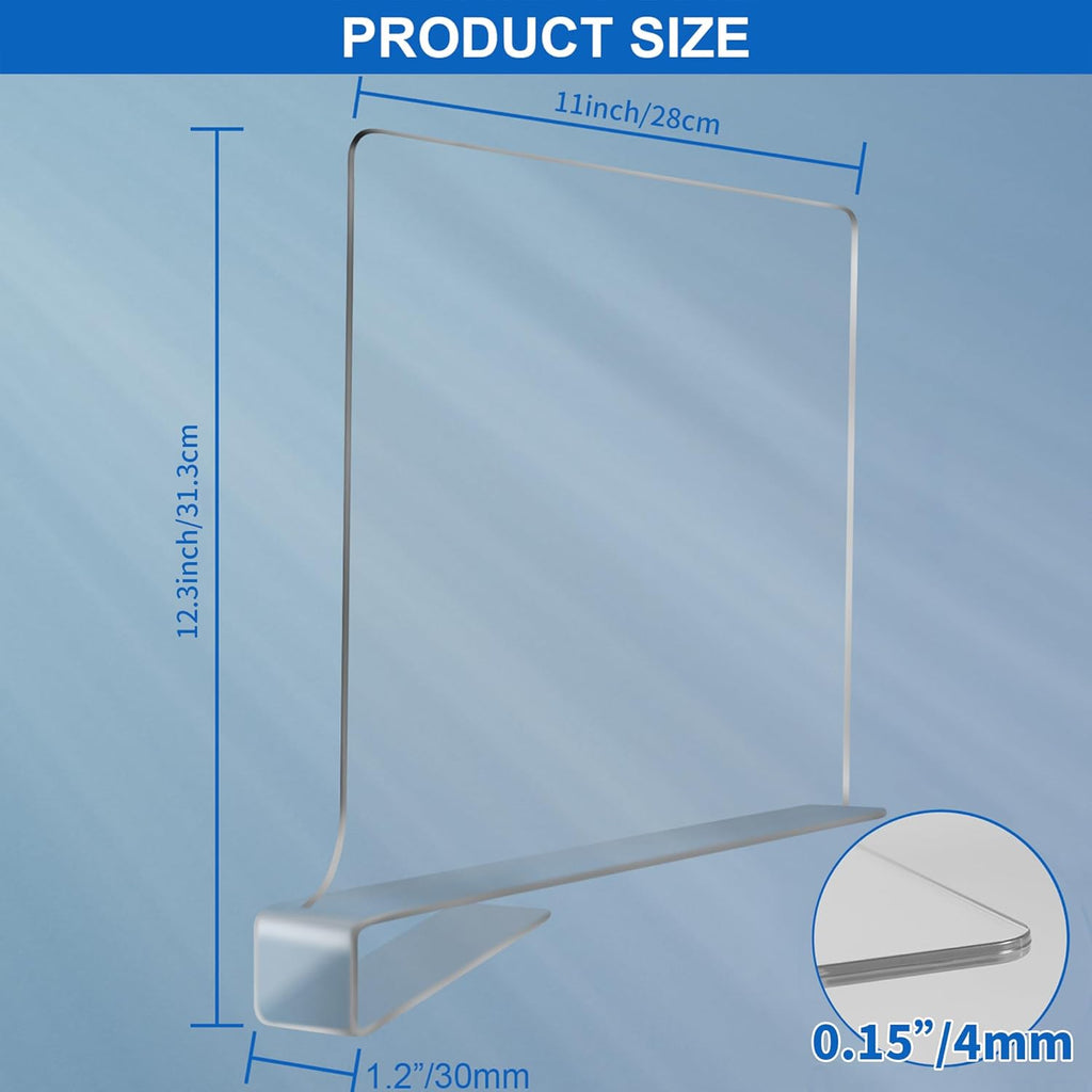 Skiennix 12-Inch Clear Shelf Dividers - Extra Tall Closet Organizers | 6-Pack Acrylic Purse Storage