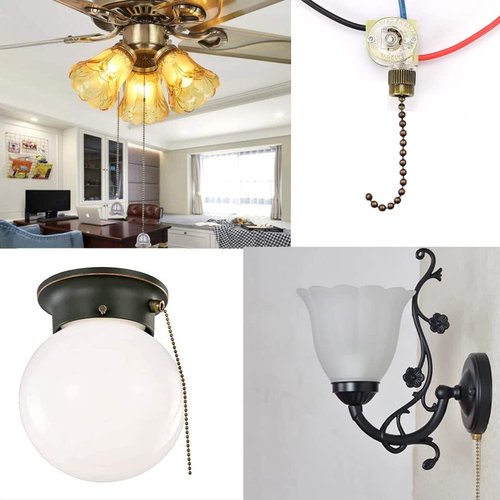 Ceiling Light Switch ZE-110 3 Way 3-Wire Fan Light Switch Replacement Pull Chain Switch Compatible with Hunter Ceiling Fan (Bronze)