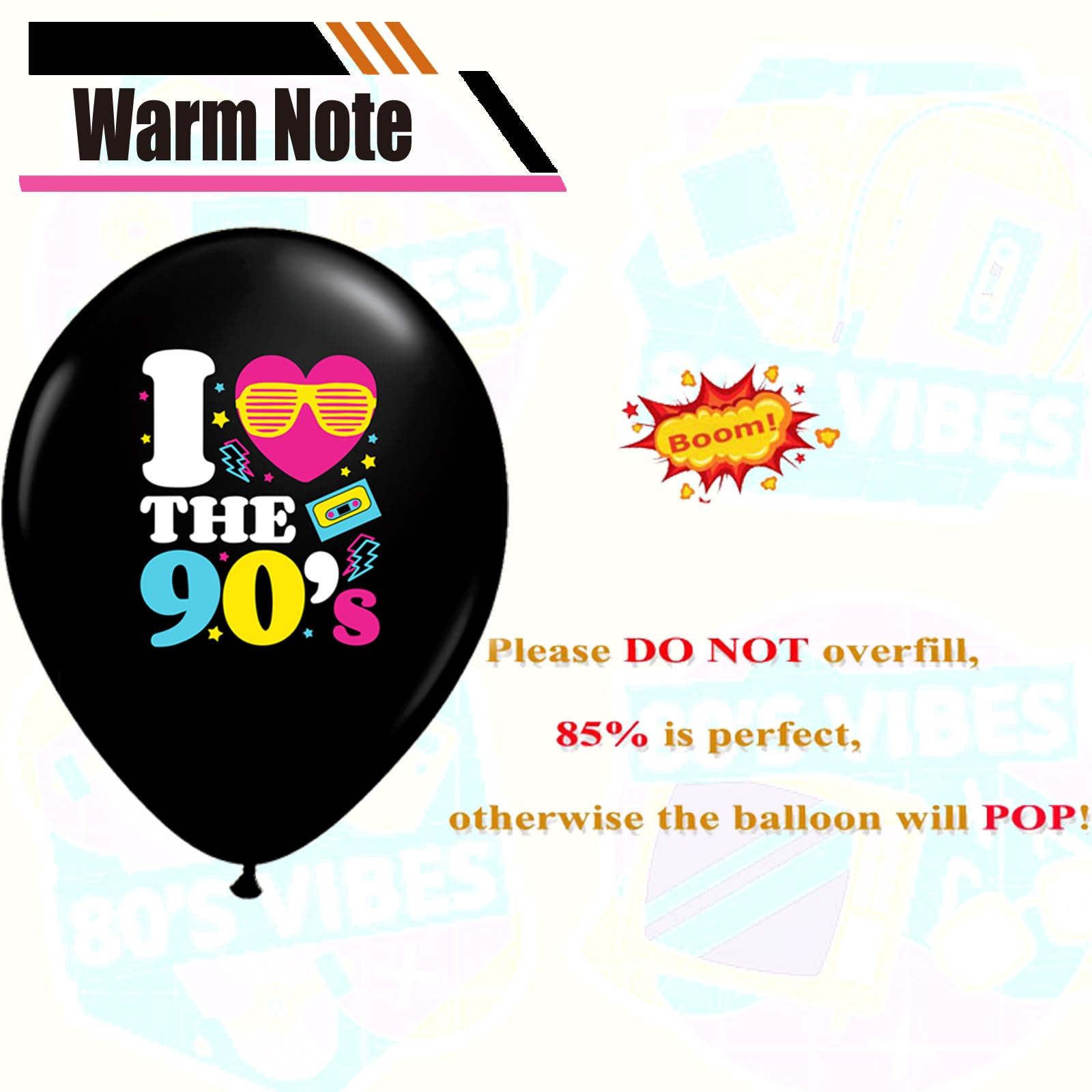 90s Balloons 30 Pcs Back to The 90's Balloon Retro Radio Boombox CD Neon Balloon for 90's Hip Hop, Rock and Roll Party, Throwback Birthday Decor, 90s Party Decorations