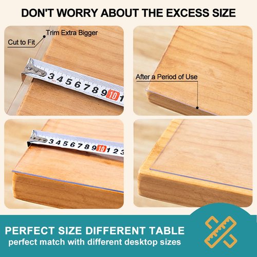 Water Resistant 40x84" or 82" Clear Plastic Table Protector - Vinyl PVC Tablecloth for Kitchen, Rectangular Conference, Dinner Room, Party - Protective Desk Top Pad - Easy Clean