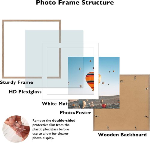 JCJMY 22x22 Rustic Brown Picture Frame - Display 18x18 Photos with Mat or 22x22 Without Mat | Shatter-Resistant Plexiglass