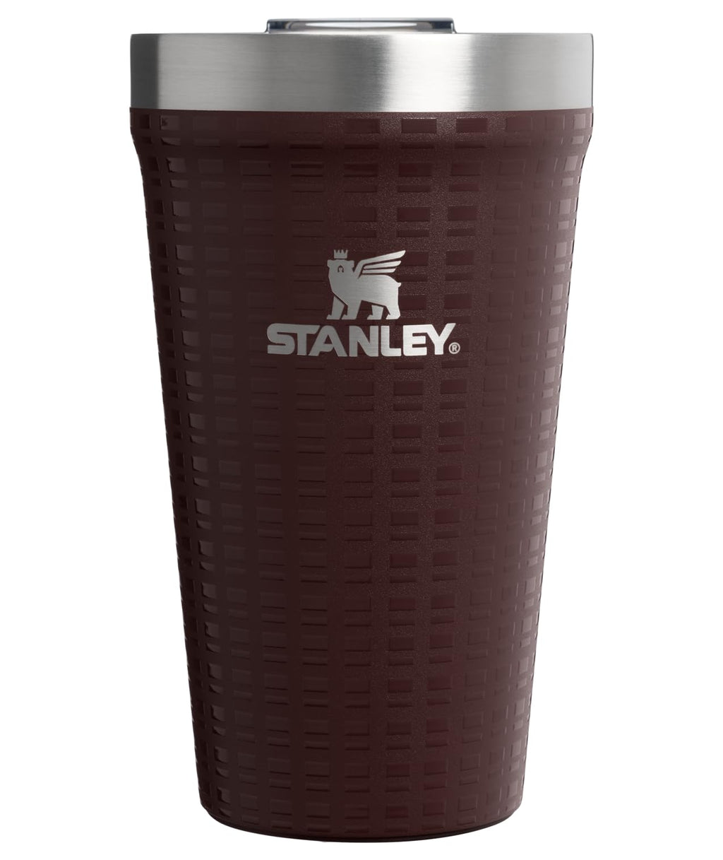 STANLEY Everyday Tumbler 16 oz | Press Fit Drink Through Lid | Beverage, Coffee, and Cocktail Cup | Insulated Stainless Steel Wine Glass | BPA-Free | Mahogany Grid