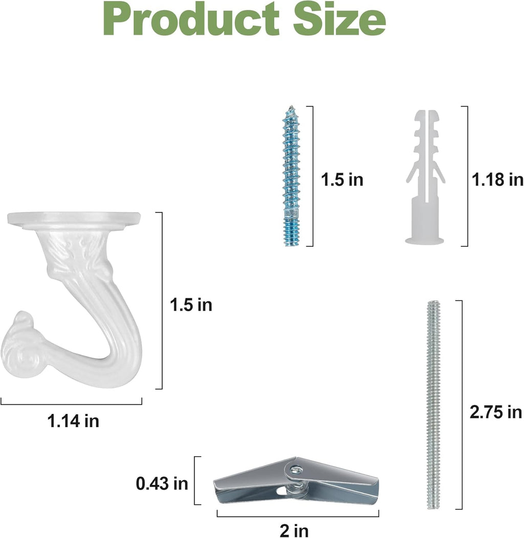 Aidoclip Ceiling Hooks - 6 Pcs Heavy-Duty Metal Plant Hangers for Indoor & Outdoor Use