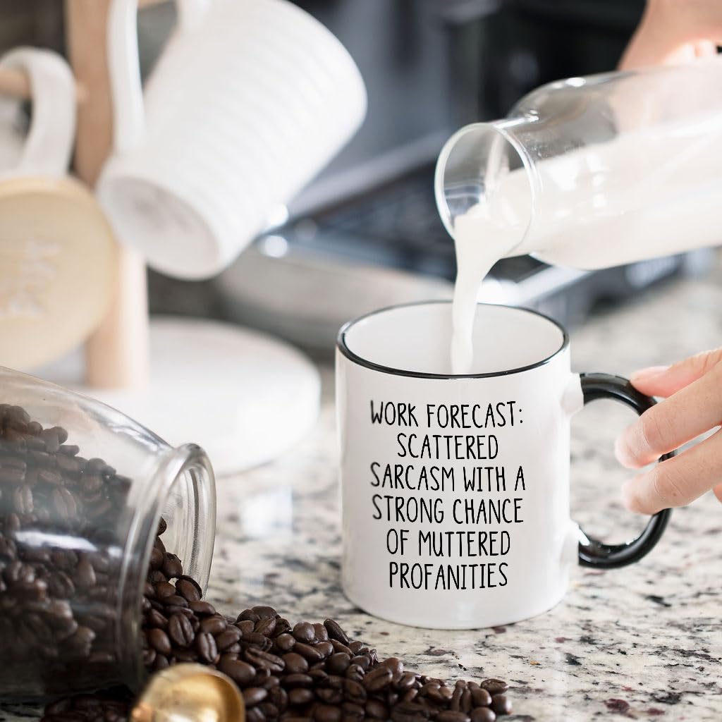 Gelid Work Forecast Coffee Mug - Funny Coworker Birthday Gift Idea for Him or Her – Present for Boss Employer Bestfriend - Sarcastic Gag Going Away Farewell - 11 oz Cup Novelty Drinkware