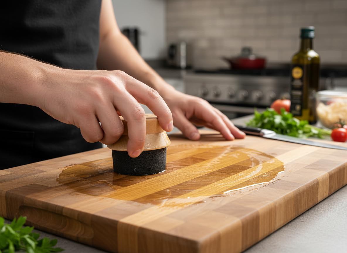Thirteen Chefs Premium Oil and Wax Applicator for Cutting Boards with Wooden Handle - No Mess Maintenance for Mineral Oil
