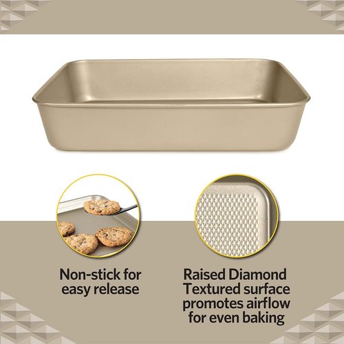 Glad Nonstick Baking Pan - Heavy Duty Oblong Metal Dish for Cakes & Lasagna | Large Size