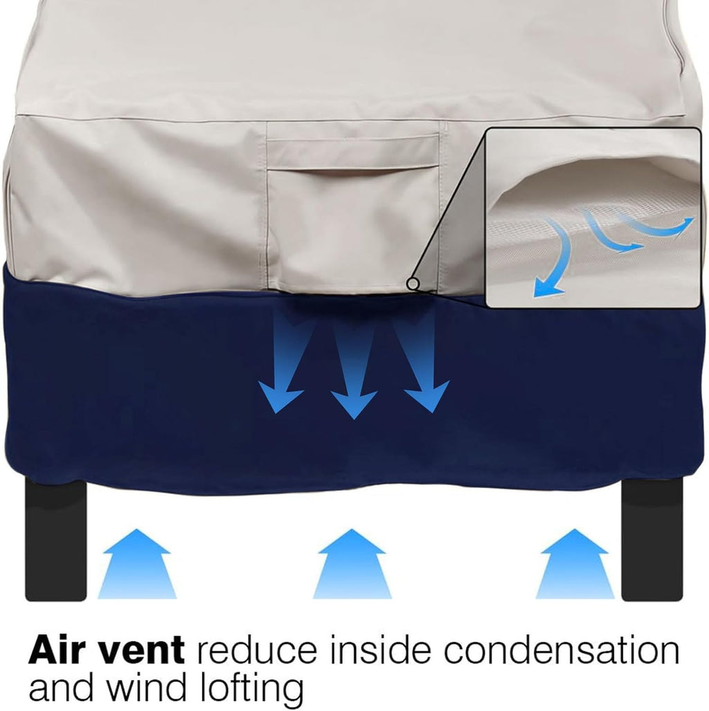 Vailge Patio Chair Covers - Heavy Duty Waterproof Lounge Deep Seat Protection | Beige & Blue, 2 Pack - Medium