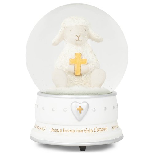 DEMDACO Peaceful White Lamb Musical 4 x 5.5 Glass Christmas Decorative Tabletop Snow Water Globe