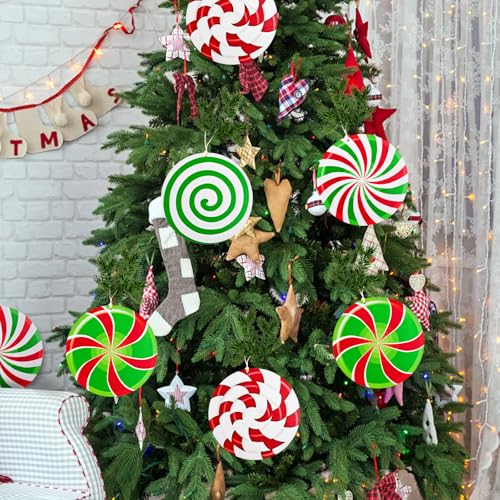 Large Indoor Christmas Candy Lollipop Ornaments - Set of 12