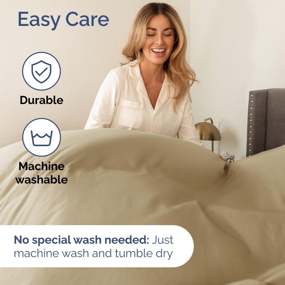 Skiennix Twin XL Sheet Set - Comfy Cooling Bed Sheets - Ultra-Soft, Deep Pockets, Wrinkle-Free - Beige